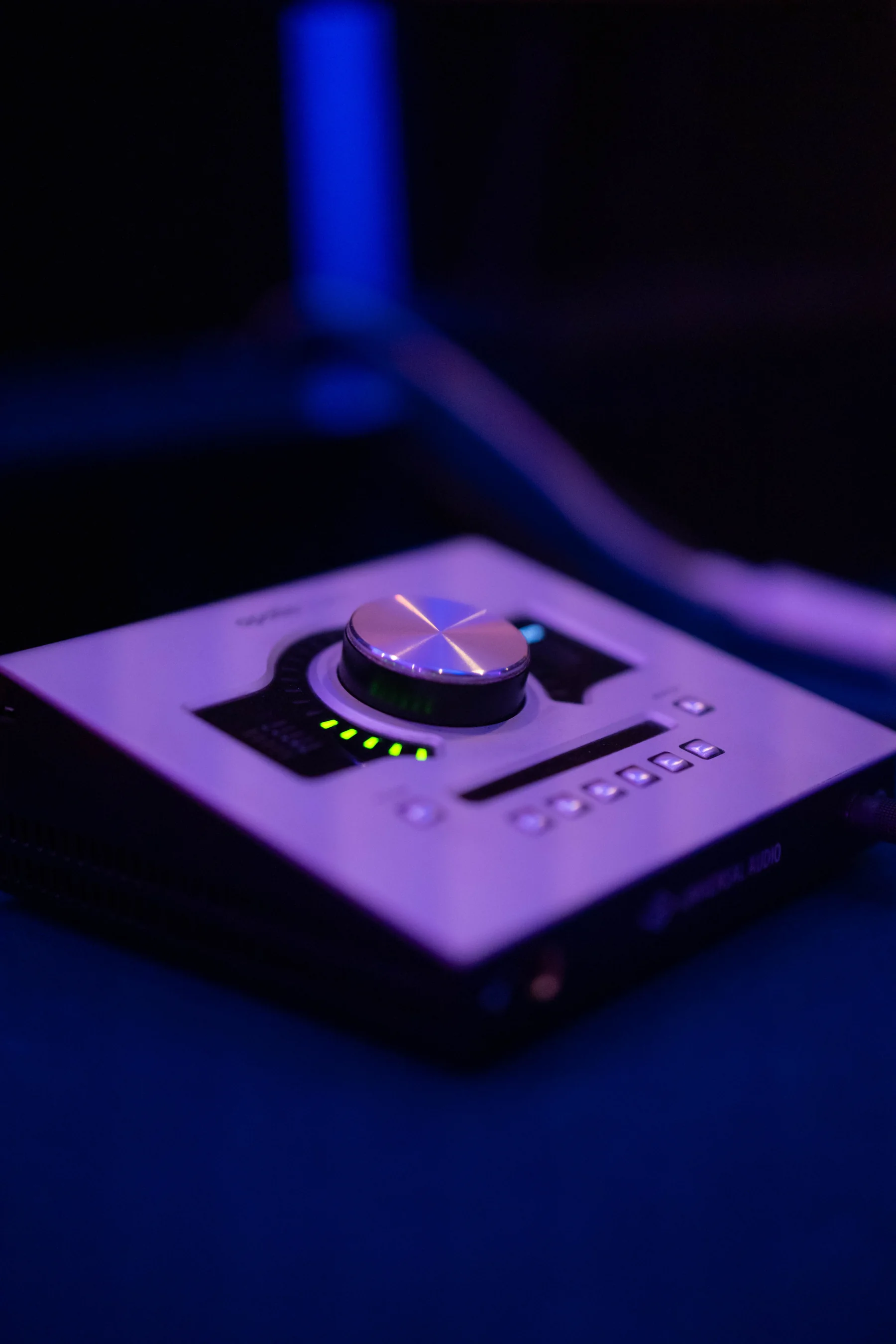 Close view of the Studio B audio-interface controls